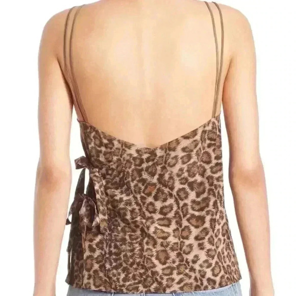 NWT Helmut Lang Silk Leopard Overlay Top sz L - Picture 3 of 5